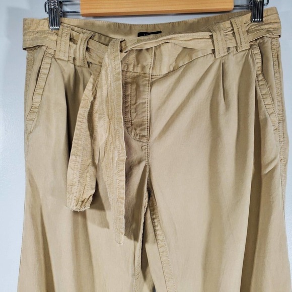 J. Crew City Fit Tie Waist Rolled Cuff Wide Leg Pants Khaki Size 2 - Picture 2 of 11
